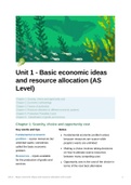 Revision notes for 1st year A-level&sol;AS Level CIE Economics - Unit 1&colon; Basic economic ideas and resource allocation &lpar;AS Level&rpar;