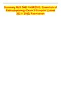 Summary NUR 2063 &sol; NUR2063&colon; Essentials of Pathophysiology Exam 2 Blueprint &lpar;Latest 2021 &sol; 2022&rpar; Rasmussen