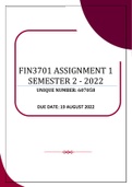 FIN3701 ASSIGNMENT 1 SEMESTER 2 - 2022