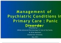 NR 566 Week 7 Assignment; Management of Psychiatric Conditions in Primary Care; Panic Disorder