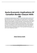 Socio-Economic Implications Of Canadian Border Closure With US