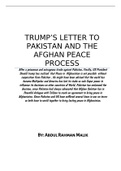 Trumps Letter to Pakistan and Afghanistan Peace Process