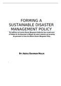 Forming A Sustainable Disaster Management Policy