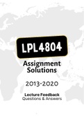 LPL4804 - Assignment Tut201 Solutions (2013-2020)