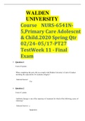 RATED A&plus; WALDEN UNIVERSITY  Course&Tab;NURS-6541N-5&comma;Primary Care Adolescnt & Child&period;2020 Spring Qtr 
