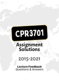 CPR3701 - Assignment Tut201 feedback (Questions & Answers)(2013-2021)