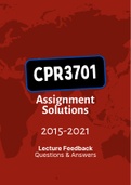 CPR3701 - Assignment Feedback - Solutions (2015-2021)