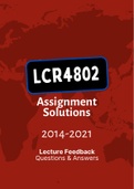 LCR4802 - Assignment Solutions  (2014-2021)