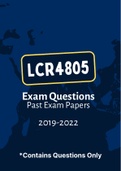 LCR4805 - Exam Revisions Questions (2019-2022)