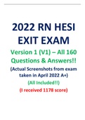 2022 RN HESI EXIT EXAM Version 1 &lpar;V1&rpar; &ndash; All 160 Questions & Answers