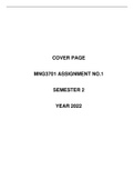 MNG3701 ASSIGNMENT NO.1 YEAR 2022 SEMESTER 2 (DUE DATE: 30 AUGUST 2022)