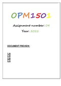 OPM1501 ASSIGNMENT 4 2022