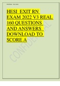HESI  EXIT RN EXAM 2022 V3 REAL 160 QUESTIONS AND ANSWERS  DOWNLOAD TO SCORE A