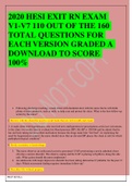 2020 HESI EXIT RN EXAM V1-V7 110 OUT OF THE 160 TOTAL QUESTIONS FOR EACH VERSION GRADED A DOWNLOAD TO SCORE 100%