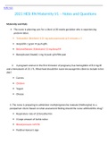 2021 HESI RN Maternity V1 – Notes and Questions And Answers Graded A+