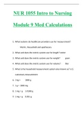 NUR 1055 Intro to Nursing Module 9 Med Calculations