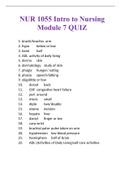 NUR 1055 Intro to Nursing Module 7 QUIZ