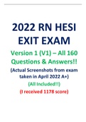 2022-RN-HESI-EXIT-EXAM-Version 1-V1-All-160-Qs- And As-Included-Guaranteed-Pass-A