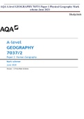AQA A-level GEOGRAPHY 7037/1 Paper 1 Physical Geography Mark scheme June 202