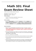 Math 101: Final Exam Review Sheet