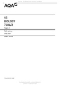 AS BIOLOGY 7401&sol;2 Paper 2 Markscheme June 2019