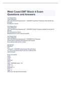 West Coast EMT Block 4 Exam Questions and Answers
