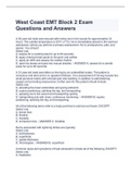 West Coast EMT Block 2 Exam Questions and Answers