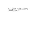 Nursing 6675 Final Exam&period;100&percnt; Correct Q And A&period;
