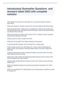 Introductory Sommelier Questions  and Answers latest 2022 with complete solution