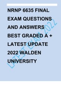 NRNP 6635 FINAL EXAM QUESTIONS AND ANSWERS BEST GRADED A + LATEST UPDATE 2022 WALDEN UNIVERSITY