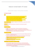 NUR 3525 Notes for mental health- ATI review/Mental Health Concepts in Nursing already graded A