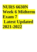 NURS 6630N-Approaches To Treatment Of Psychopathology Week 6 Midterm Exam 7 Latest Updated 2021-2022.