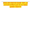 ENGLISH EN2150 EXAM 100&percnt; all correct&sol;verified quiz & ans latest update rated A&plus;