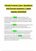 Florida Funeral Laws &vert; Questions and Correct Answers &vert; Latest Update 2024&sol;2025