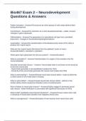 Bio467 Exam 2 &ndash; Neurodevelopment Questions & Answers