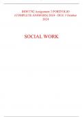BSW3702 Assignment 3 PORTFOLIO &lpar;COMPLETE ANSWERS&rpar; 2024 - DUE 1 October 2024 SOCIAL WORK 