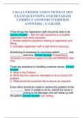 CHAA CERTIFICATION NEWEST 2025 EXAM QUESTIONS AND DETAILED CORRECT ANSWERS &lpar;VERIFIED ANSWERS&rpar; &vert; A&plus;GRADE