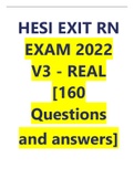 HESI EXIT RN EXAM 2022 V3 REAL [160 Questions and answers]