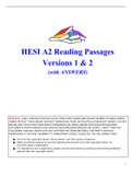 HESI A2 Reading Passages Versions 1 & 2 WITH ANSWERS