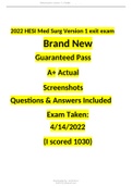 HESI Med Surg V1 exit exam Brand New Guaranteed Pass A+ LATEST UPDATE