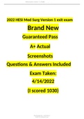 HESI Med Surg V1 exit exam Brand New Guaranteed Pass A&plus; LATEST UPDATE