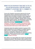 RHIT EXAM NEWEST  ACTUAL EXAM QUESTIONS AND DETAILED CORRECT ANSWERS 100 &percnt; CORRECT &vert; A&plus; GRADE