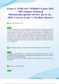 Exam 4&colon; NURS 615&sol; NURS615 &lpar;Latest 2024&sol; 2025 Update&rpar; Advanced Pharmacotherapeutics Review &vert;Qs & As&vert; 100&percnt; Correct&vert; Grade A &lpar;Verified Answers&rpar;- Maryville