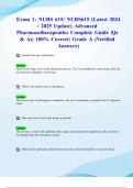 Exam 1&colon; NURS 615&sol; NURS615 &lpar;Latest 2024&sol; 2025 Update&rpar; Advanced Pharmacotherapeutics Complete Guide &vert;Qs & As&vert; 100&percnt; Correct&vert; Grade A &lpar;Verified Answers&rpar; - Maryville