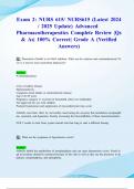 Exam 2&colon; NURS 615&sol; NURS615 &lpar;Latest 2024&sol; 2025 Update&rpar; Advanced Pharmacotherapeutics Complete Review &vert;Qs & As&vert; 100&percnt; Correct&vert; Grade A &lpar;Verified Answers&rpar;- Maryville