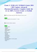 Exam 2&colon; NURS 615&sol; NURS615 &lpar;Latest 2024&sol; 2025 Update&rpar; Advanced Pharmacotherapeutics Complete Guide &vert;Qs & As&vert; 100&percnt; Correct&vert; Grade A &lpar;Verified Answers&rpar;- Maryville