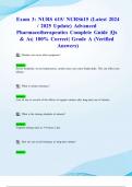 Exam 3&colon; NURS 615&sol; NURS615 &lpar;Latest 2024&sol; 2025 Update&rpar; Advanced Pharmacotherapeutics Complete Guide &vert;Qs & As&vert; 100&percnt; Correct&vert; Grade A &lpar;Verified Answers&rpar;- Maryville