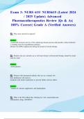 Exam 3&colon; NURS 615&sol; NURS615 &lpar;Latest 2024&sol; 2025 Update&rpar; Advanced Pharmacotherapeutics Review &vert;Qs & As&vert; 100&percnt; Correct&vert; Grade A &lpar;Verified Answers&rpar;- Maryville