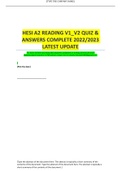 HESI A2 READING V1_V2 QUIZ & ANSWERS COMPLETE 2021/2022 and 2023 LATEST UPDAT