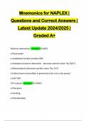 Mnemonics for NAPLEX &vert; Questions and Correct Answers &vert; Latest Update 2024&sol;2025 &vert; Graded A&plus;
